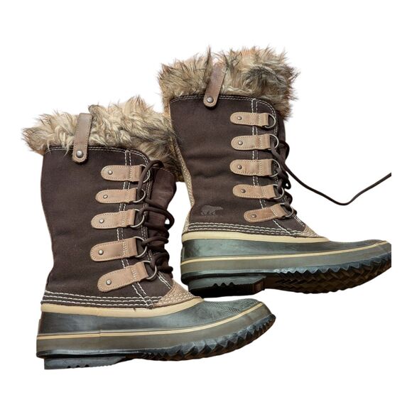 Sorel Joan of Arctic Faux Fur Brown Waterproof Insulated Winter Boots Size 7 EUC - Picture 1 of 10